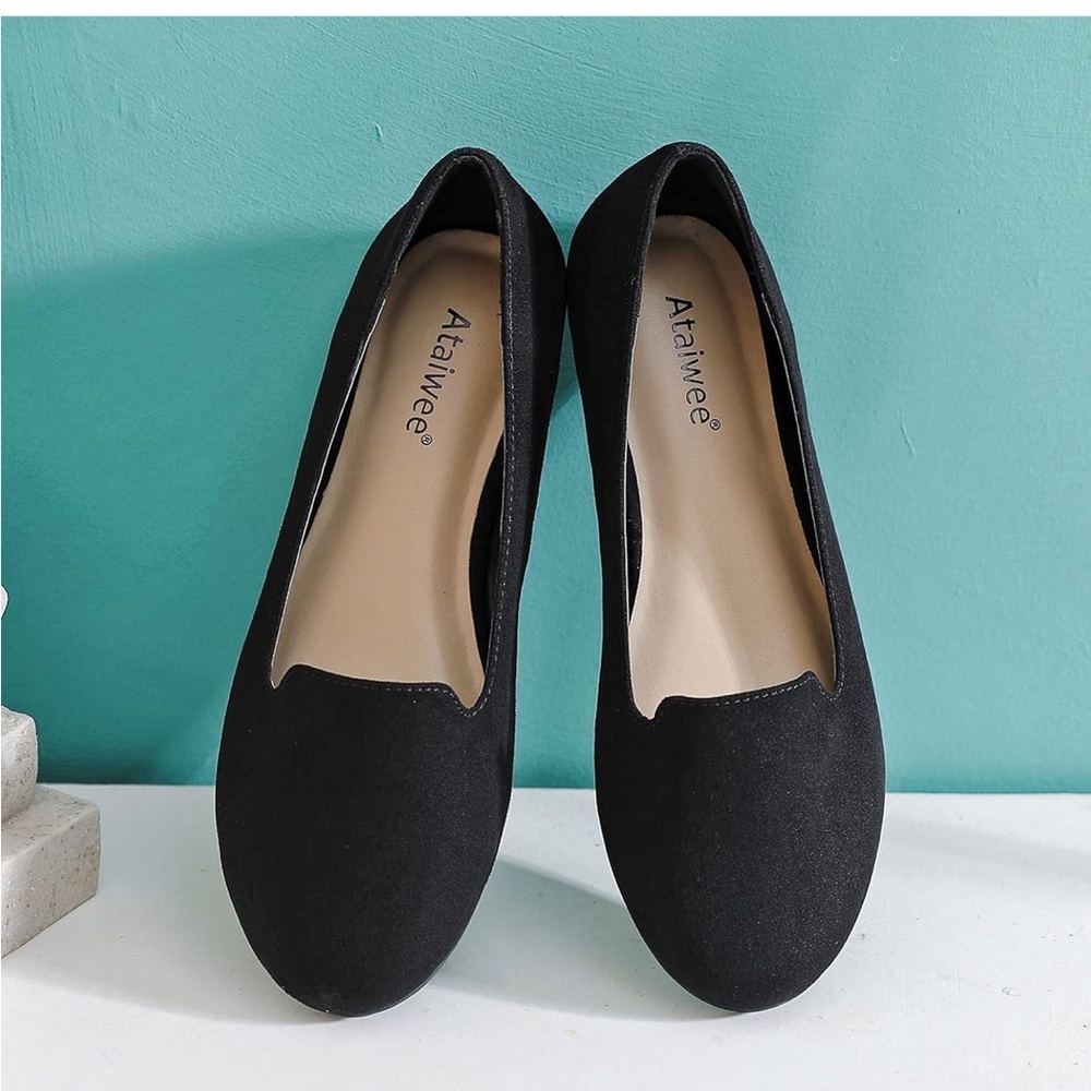 Women's Soft Slip-On Suede-Like Flats, size 9W